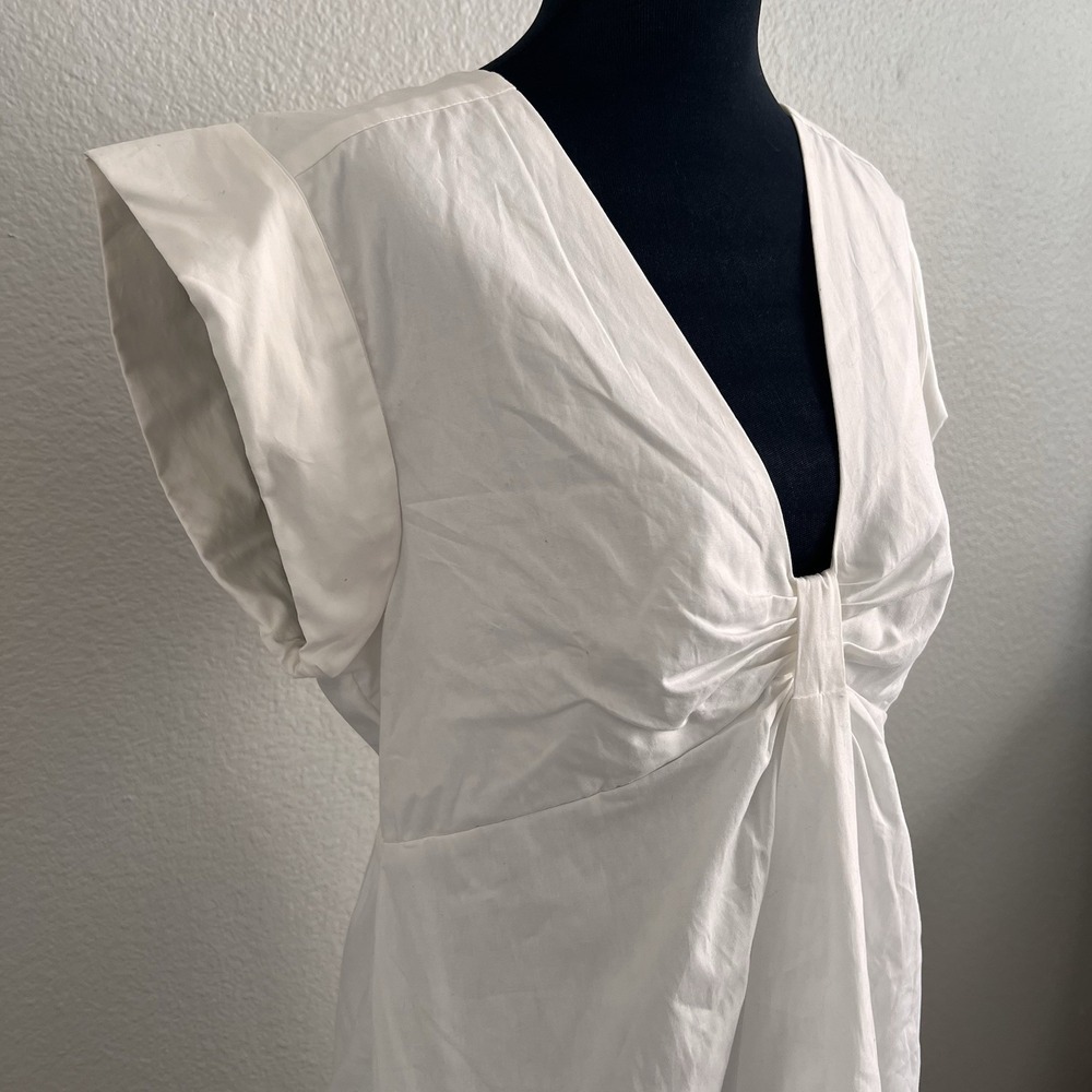 Steve Madden Large Tiered White Mini Dress Cotton Lined Minimalist Coastal NWT - Picture 3 of 8